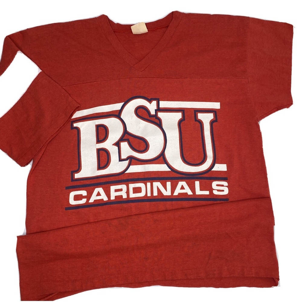 Vintage Cardinals BSU Ball Shirt Sz M LOGO 7 80s Graphic Retro Single Stitch